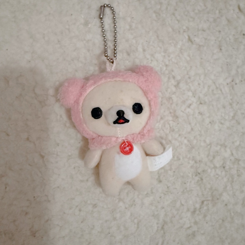 Pink Hooded Korilakkuma Rare Mini Plush Keychain